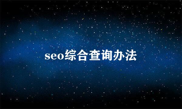 seo综合查询办法