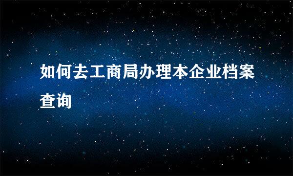 如何去工商局办理本企业档案查询