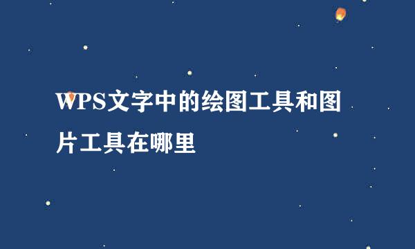 WPS文字中的绘图工具和图片工具在哪里