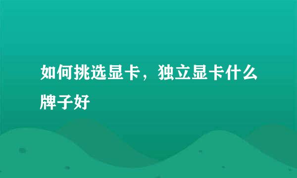 如何挑选显卡，独立显卡什么牌子好