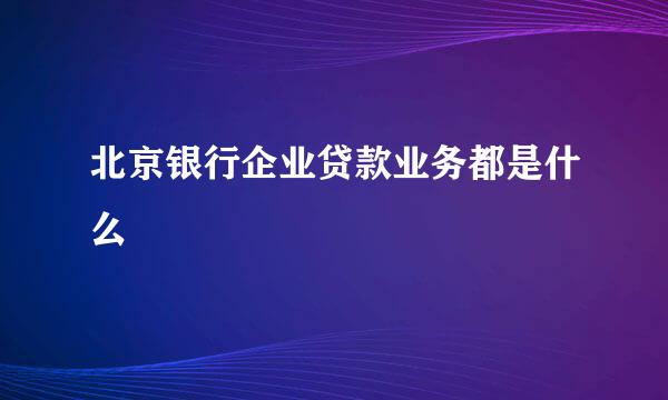 北京银行企业贷款业务都是什么