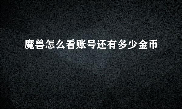 魔兽怎么看账号还有多少金币