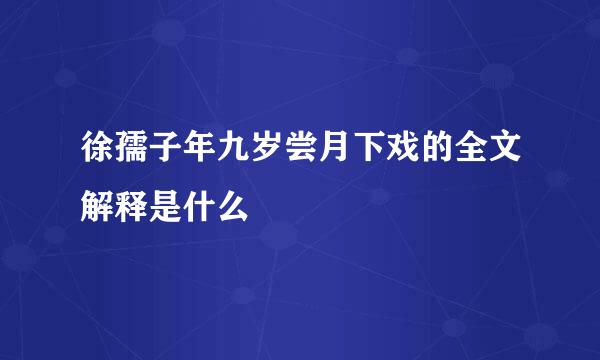 徐孺子年九岁尝月下戏的全文解释是什么