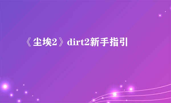 《尘埃2》dirt2新手指引