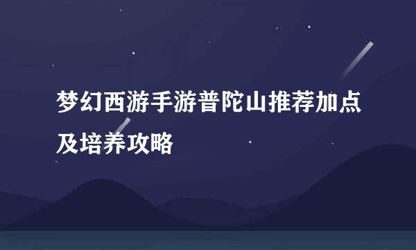 梦幻西游手游普陀山推荐加点及培养攻略