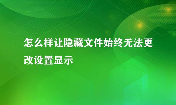 怎么样让隐藏文件始终无法更改设置显示