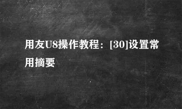 用友U8操作教程：[30]设置常用摘要