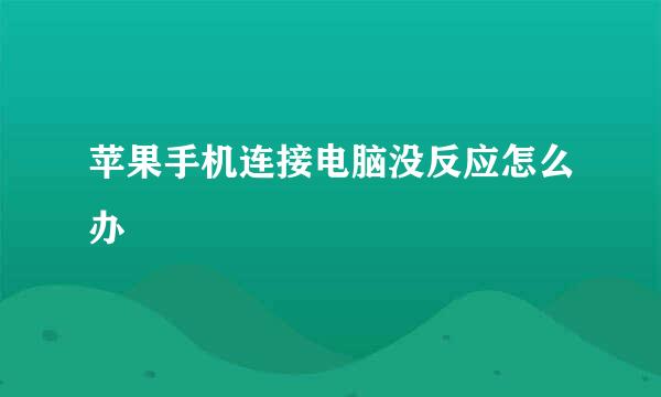 苹果手机连接电脑没反应怎么办