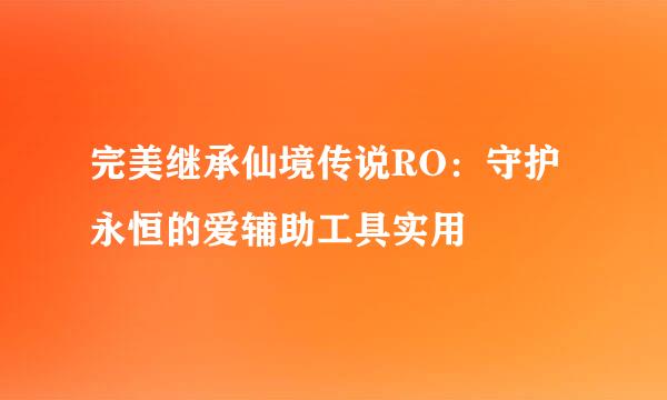 完美继承仙境传说RO：守护永恒的爱辅助工具实用