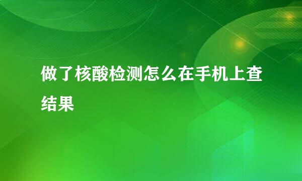 做了核酸检测怎么在手机上查结果