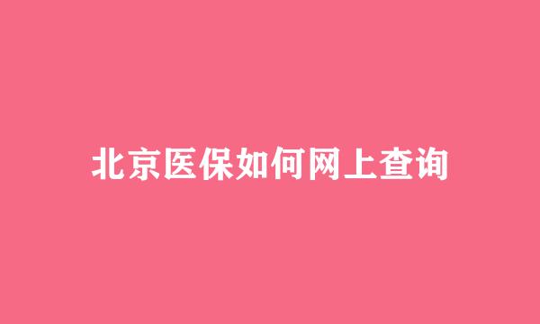 北京医保如何网上查询