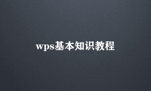 wps基本知识教程