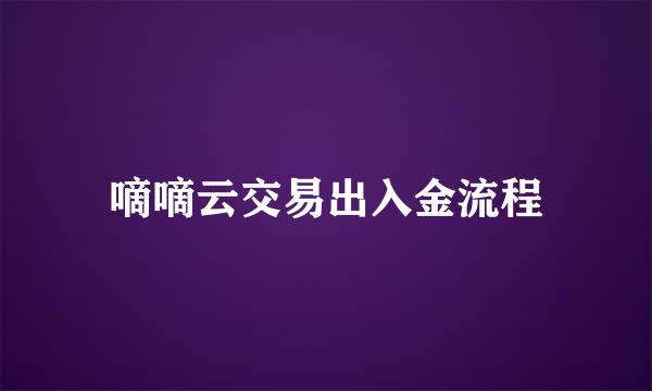 嘀嘀云交易出入金流程