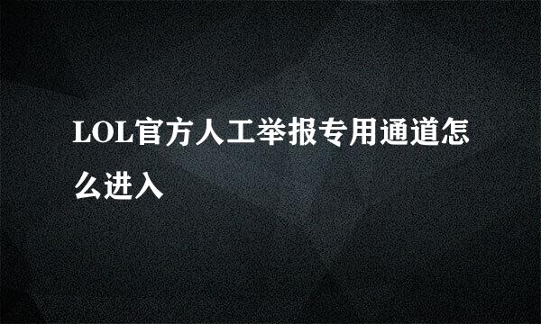 LOL官方人工举报专用通道怎么进入