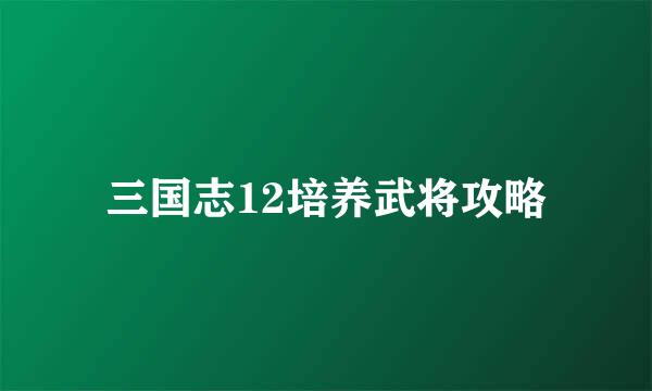 三国志12培养武将攻略