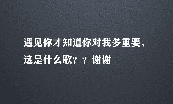 遇见你才知道你对我多重要，这是什么歌？？谢谢