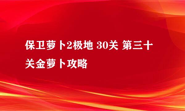 保卫萝卜2极地 30关 第三十关金萝卜攻略