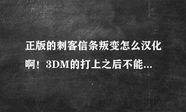 正版的刺客信条叛变怎么汉化啊！3DM的打上之后不能用，求救啊！