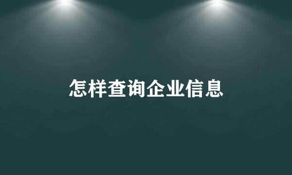 怎样查询企业信息