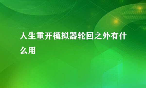 人生重开模拟器轮回之外有什么用