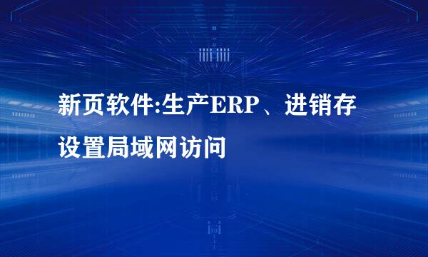 新页软件:生产ERP、进销存 设置局域网访问