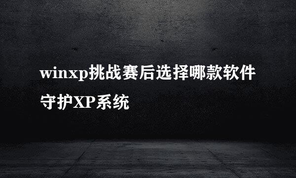 winxp挑战赛后选择哪款软件守护XP系统