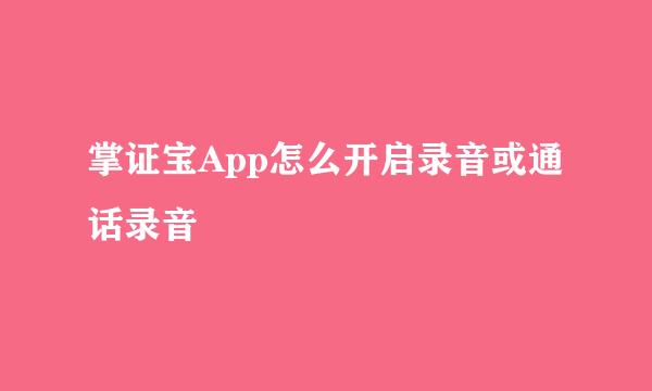 掌证宝App怎么开启录音或通话录音