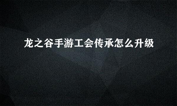 龙之谷手游工会传承怎么升级