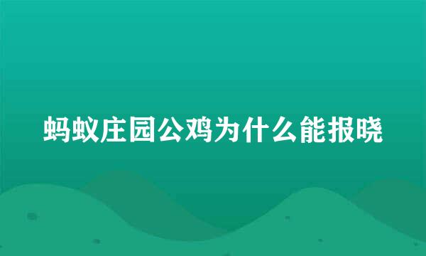 蚂蚁庄园公鸡为什么能报晓