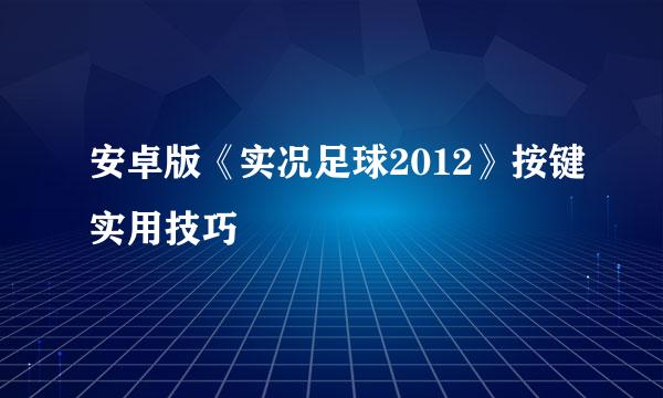 安卓版《实况足球2012》按键实用技巧