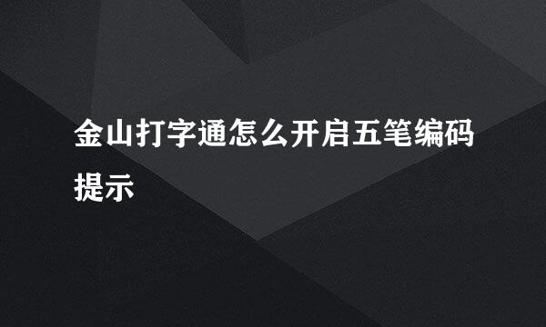 金山打字通怎么开启五笔编码提示