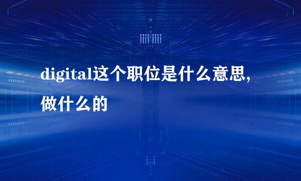 digital这个职位是什么意思,做什么的