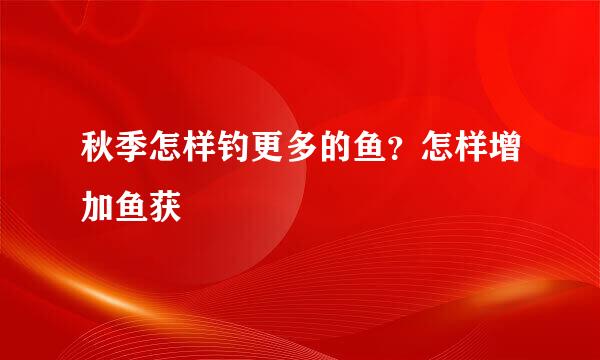 秋季怎样钓更多的鱼？怎样增加鱼获