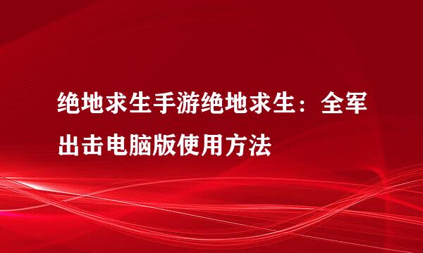 绝地求生手游绝地求生：全军出击电脑版使用方法