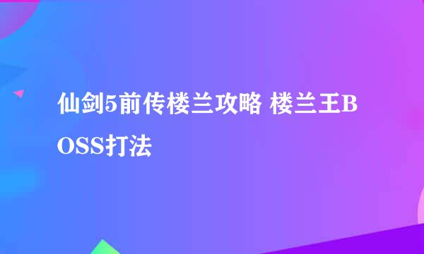 仙剑5前传楼兰攻略 楼兰王BOSS打法