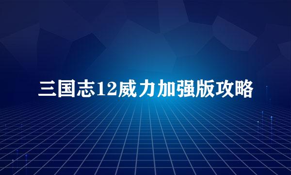 三国志12威力加强版攻略