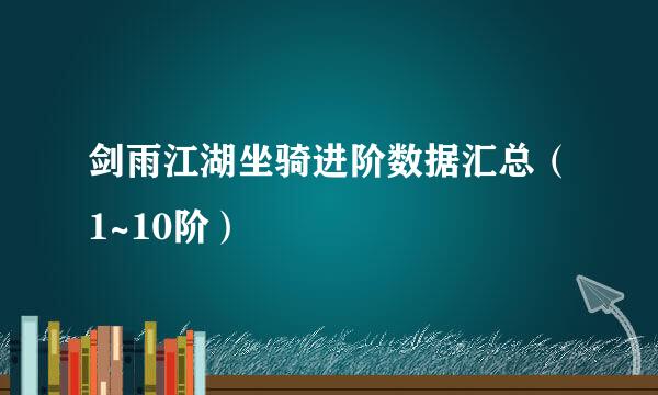 剑雨江湖坐骑进阶数据汇总（1~10阶）