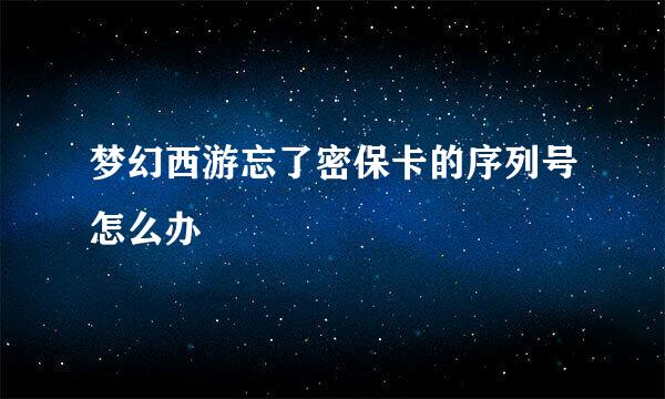 梦幻西游忘了密保卡的序列号怎么办