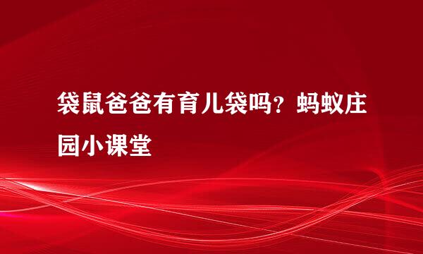 袋鼠爸爸有育儿袋吗？蚂蚁庄园小课堂