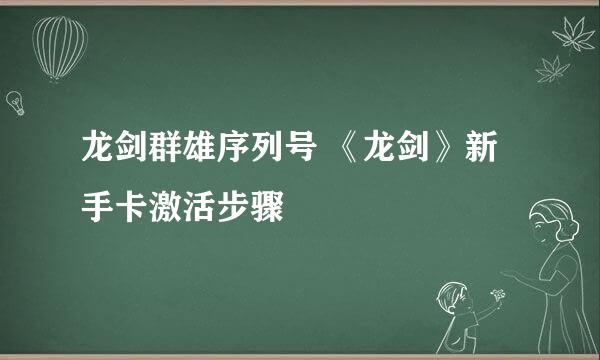 龙剑群雄序列号 《龙剑》新手卡激活步骤