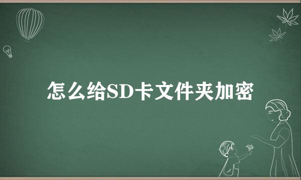 怎么给SD卡文件夹加密