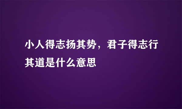 小人得志扬其势，君子得志行其道是什么意思