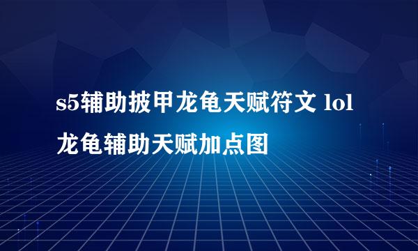 s5辅助披甲龙龟天赋符文 lol龙龟辅助天赋加点图