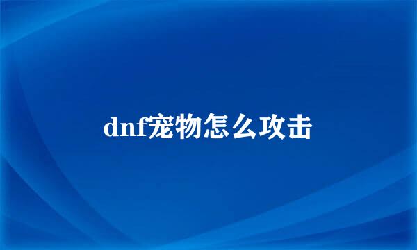 dnf宠物怎么攻击