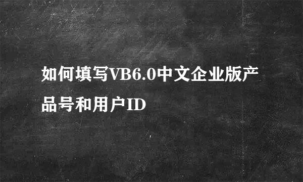 如何填写VB6.0中文企业版产品号和用户ID