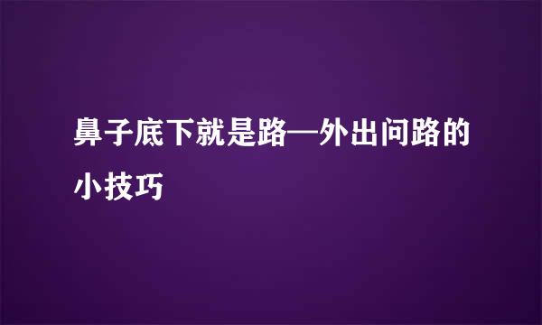 鼻子底下就是路—外出问路的小技巧