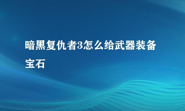 暗黑复仇者3怎么给武器装备宝石