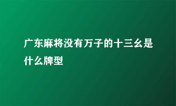 广东麻将没有万子的十三幺是什么牌型