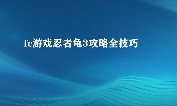 fc游戏忍者龟3攻略全技巧