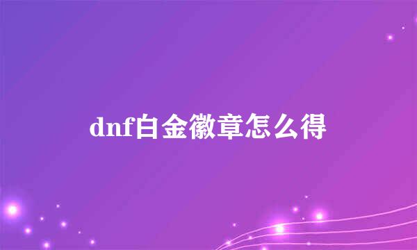 dnf白金徽章怎么得